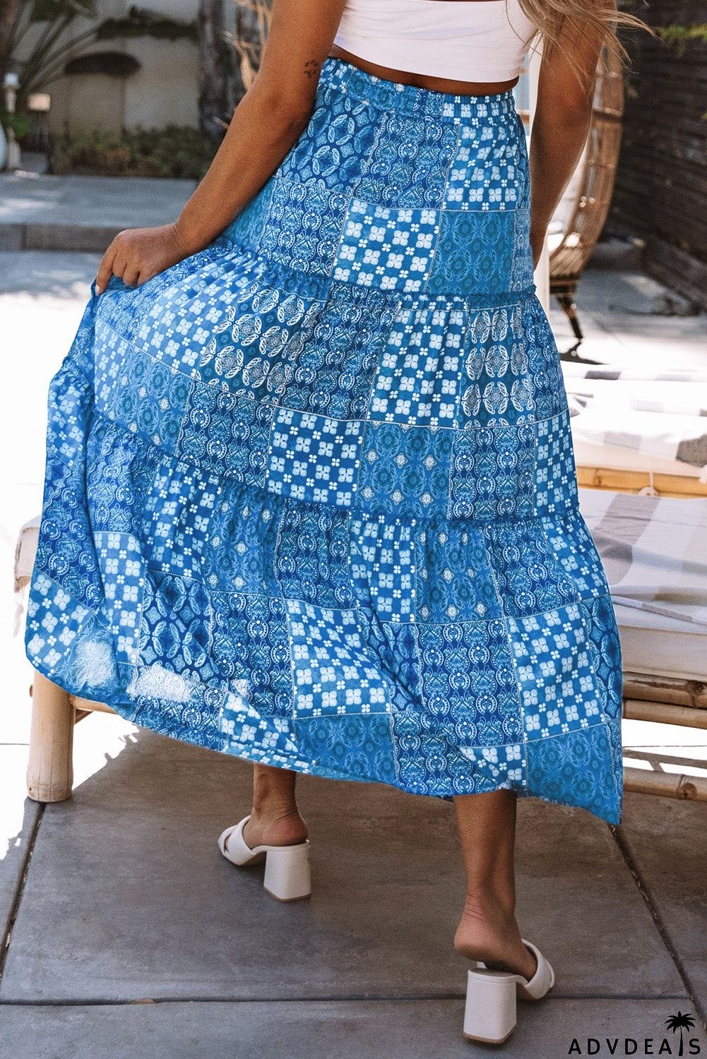 Blue Boho Maxi Skirt