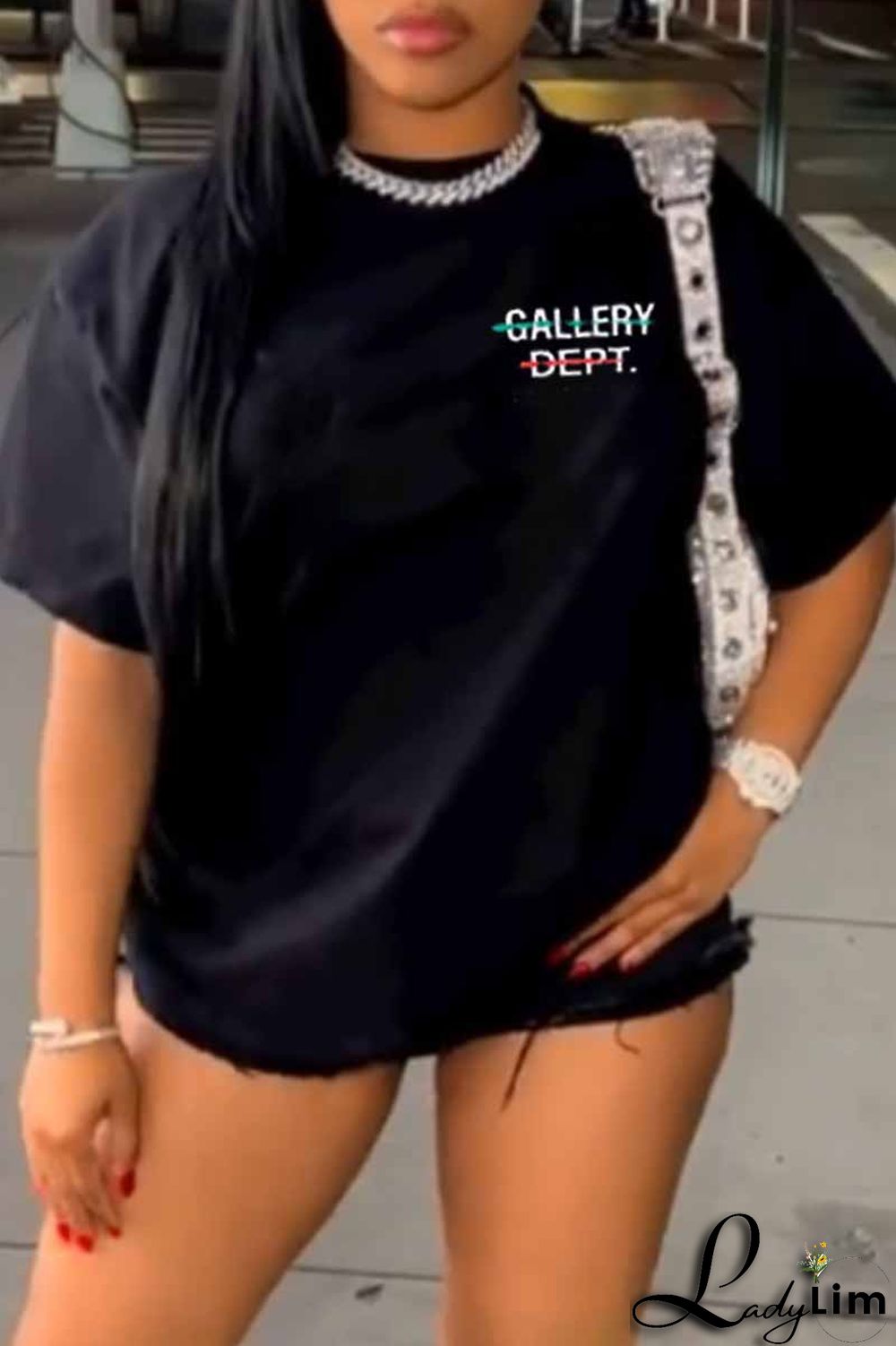 White Casual Print Letter O Neck Plus Size Tops