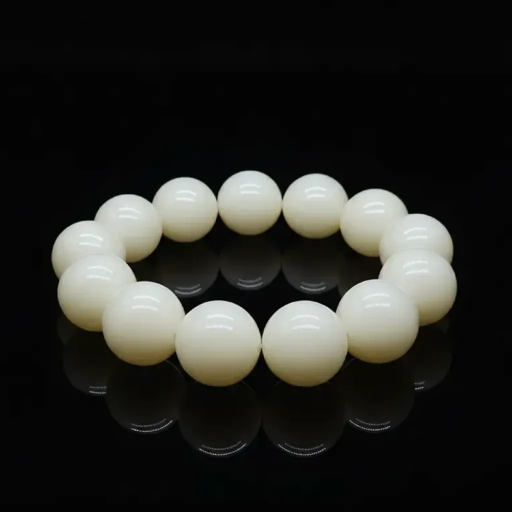 The Pristine White Jade Bodhi Bracelet | 20mm Statement Beads