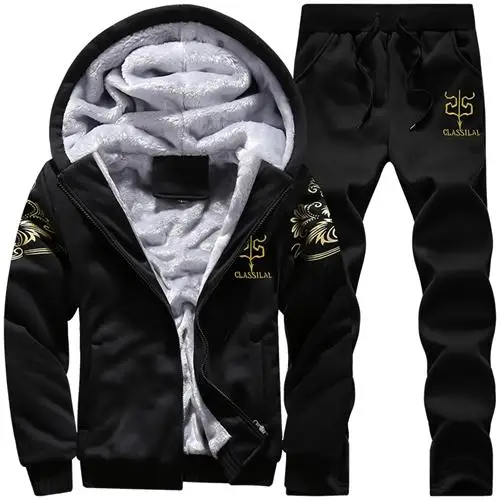 Gandisa fancy dresses long New Winter Men Tracksuits Sets Casual Hoodies Hooded Warm Sweatshirts+Pants Thicker Fleece Jackets 2 P Men Moleton Masculino 4XL