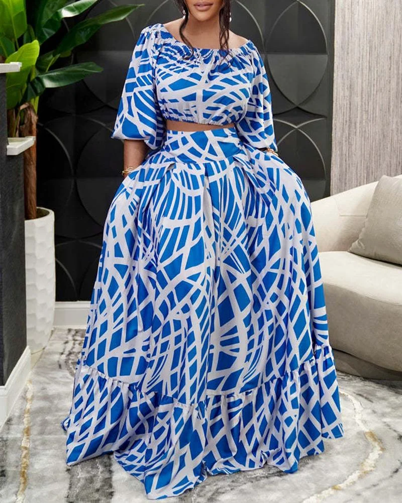 Casual Printed Two Piece Suit