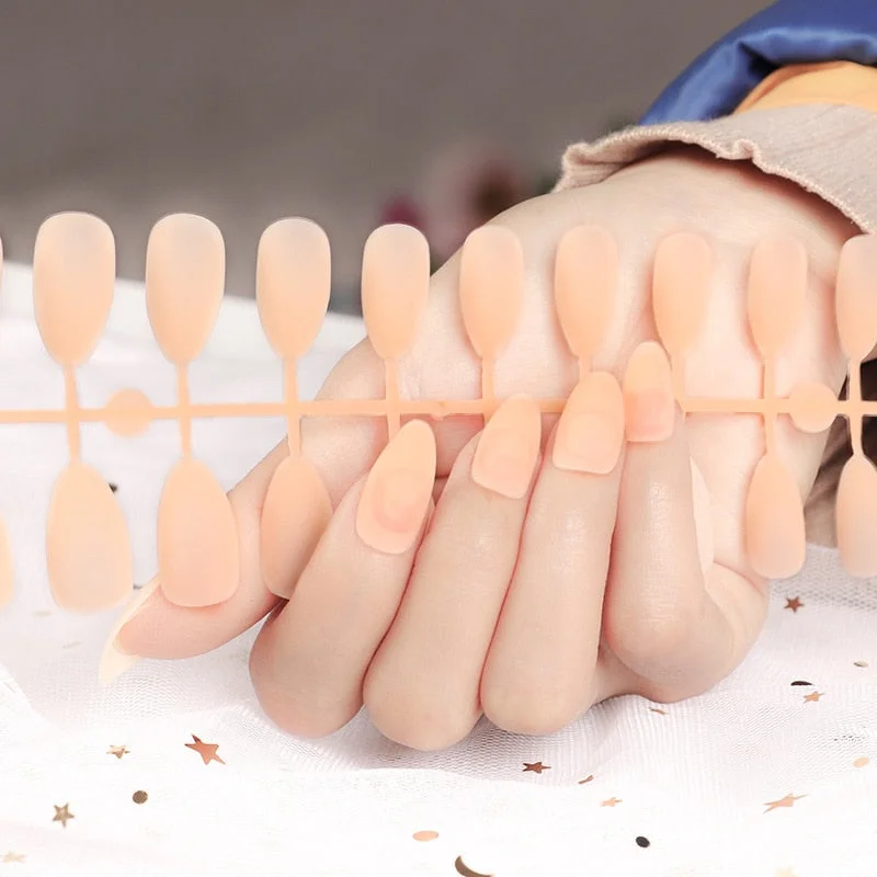 Free shipping fake nails Nail Art Decorations 24pcs Fake Nails Solid Color Frosted Matte Full Cover новогодние накладные ногти-Nail Inspo