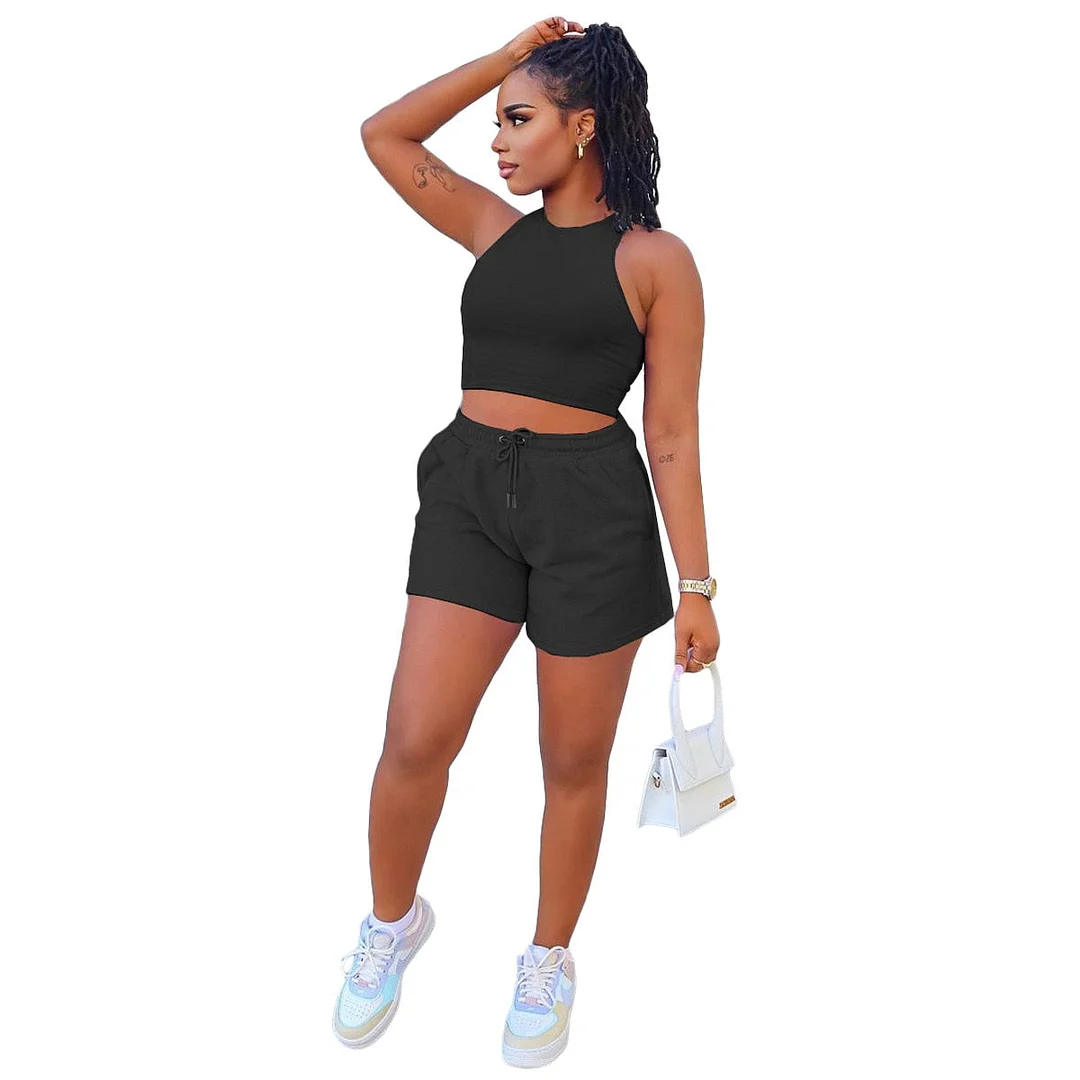 ANJAMANOR Sport Sweat Shorts Sets Wholesale Items Casual Summer Clothes Jogger 2 Piece Sets Womens Outfits Tracksuit  D49-CA27