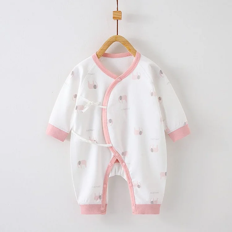 New Born Baby Onepiece Organic Cotton Pink Elephant Sleepsuit