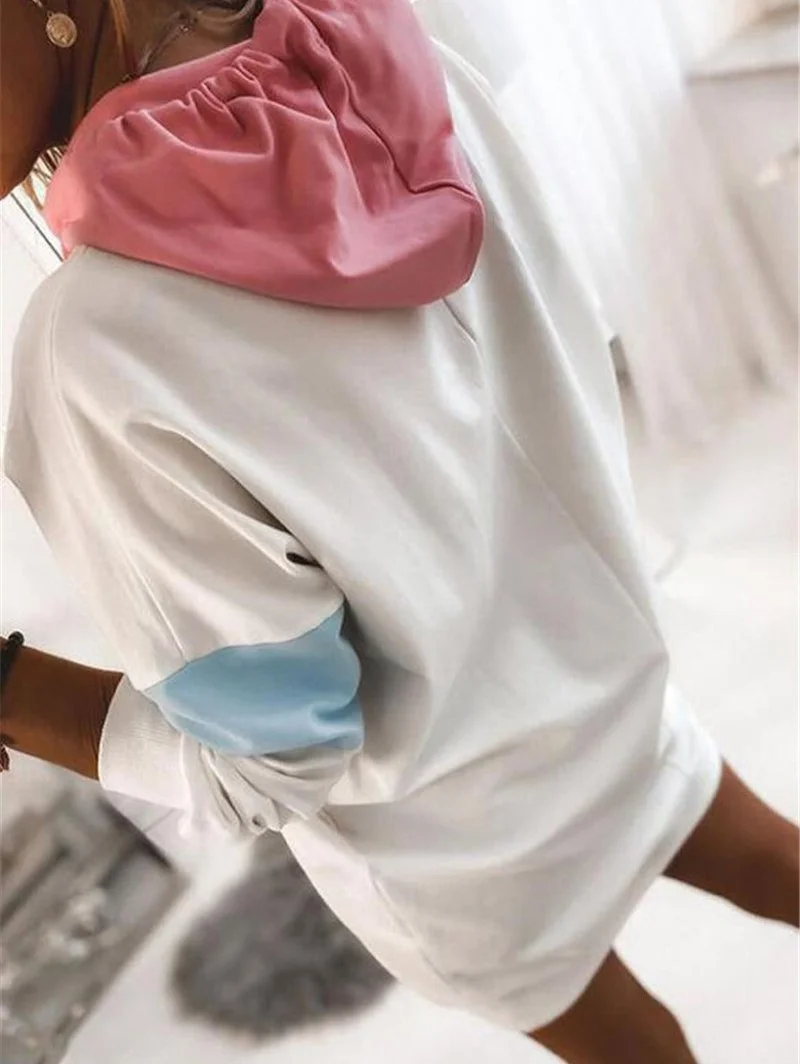 Color Block Hooded Pocket Sweatshirt