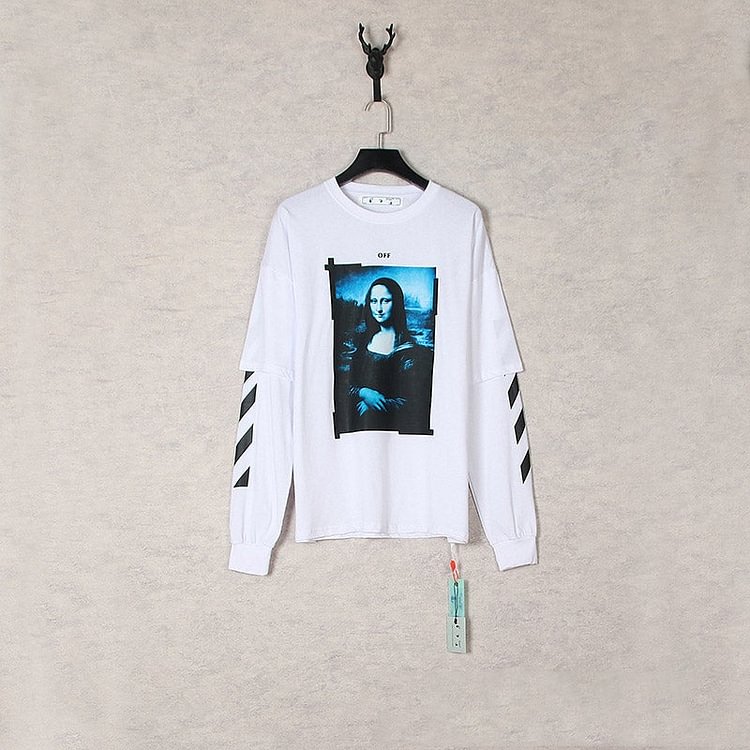 Off White Sweatshirts Casual Fake Round Neck Sweater Baggy Coat