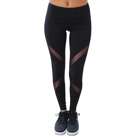 Pornhint NORMOV Fashion Women Leggings High Waist Patchwork Mesh Female Clothes Workout Push up Fitness Leggins Mujer