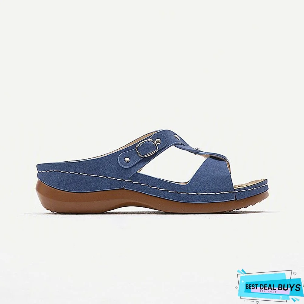 Pi Clue Artificial Leather Low Heel Rivet Slipper