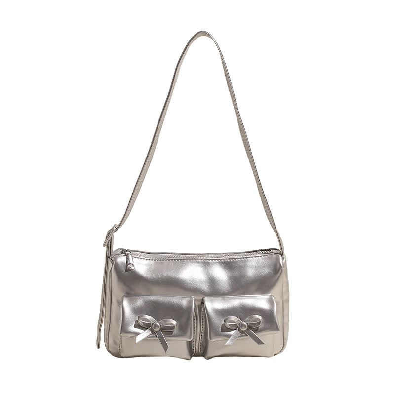 Women’s Medium Pu Leather Solid Color Streetwear Square Zipper Underarm Bag