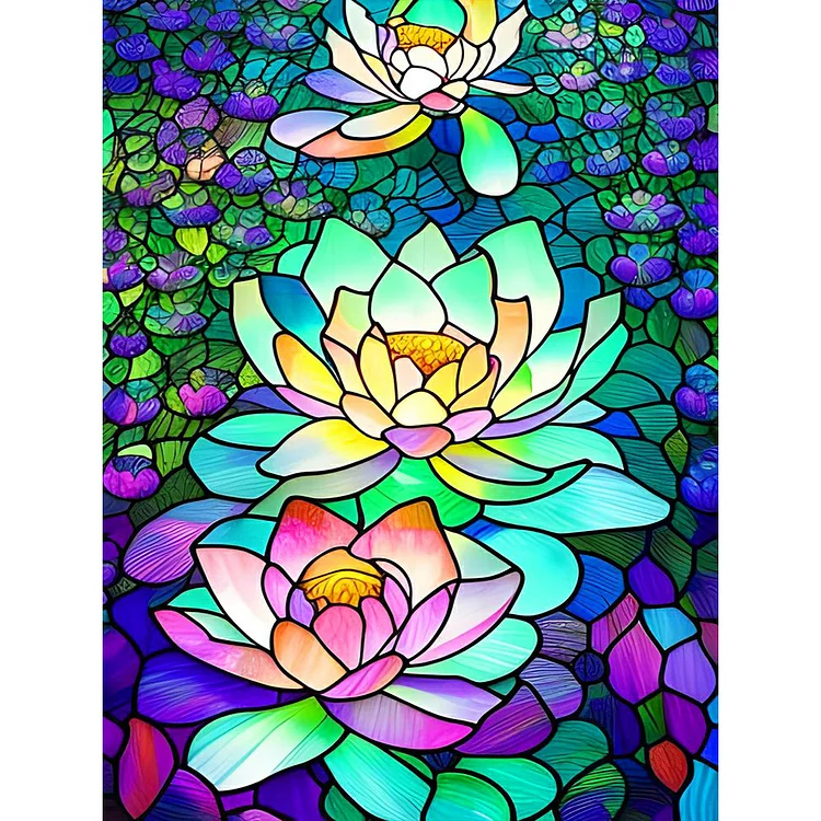 Full Round Drill Diamond Painting -Stained Glass Plants - 30*40cm