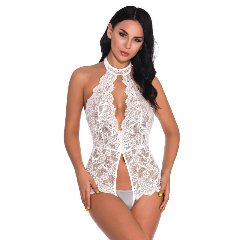 NEEDBO Elegant Thong Bodysuit Top for Women Bodysuit Women Sexy Lace Backless Overalls Femme Transparent Bodysuit Mujer Catsuit