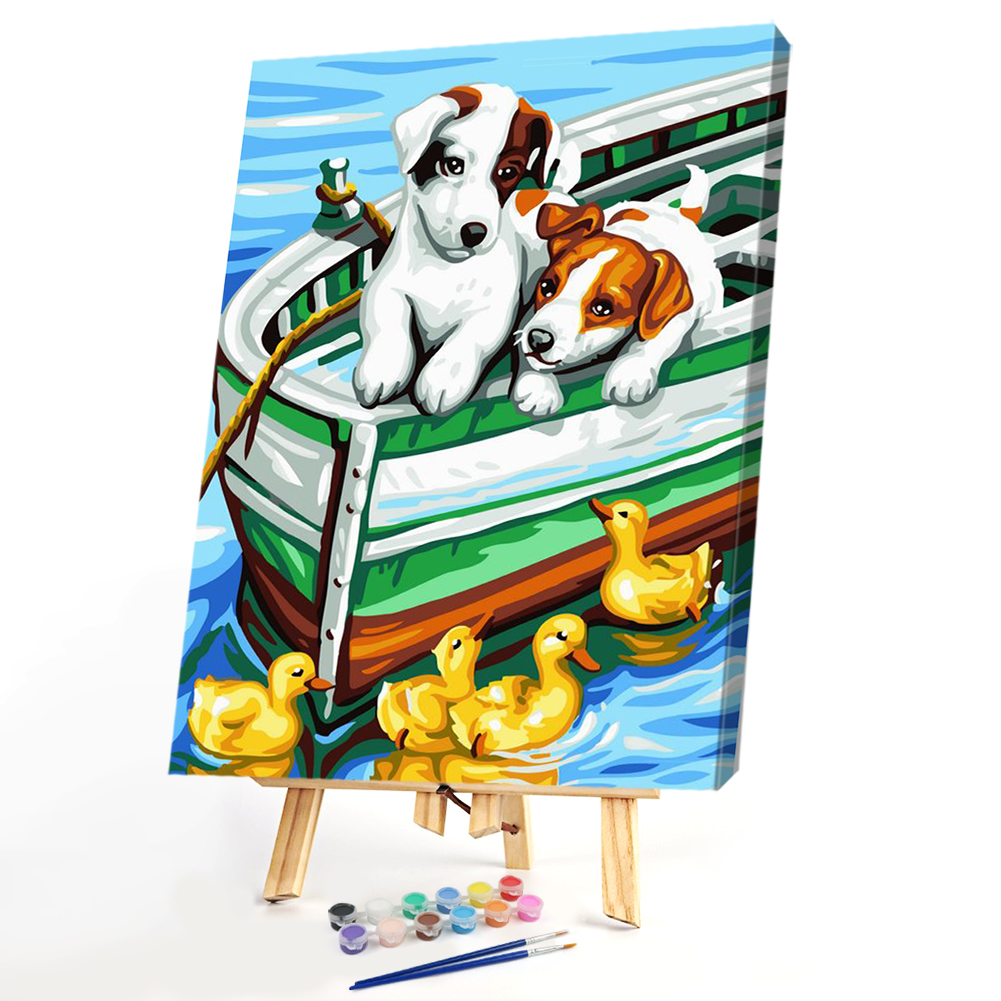 

40x50cm - Paint By Numbers Dogs Duck, 501 Original