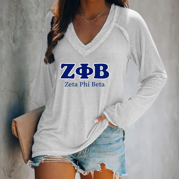 V-neck Patchwork Casual Printed T-shirt for Women