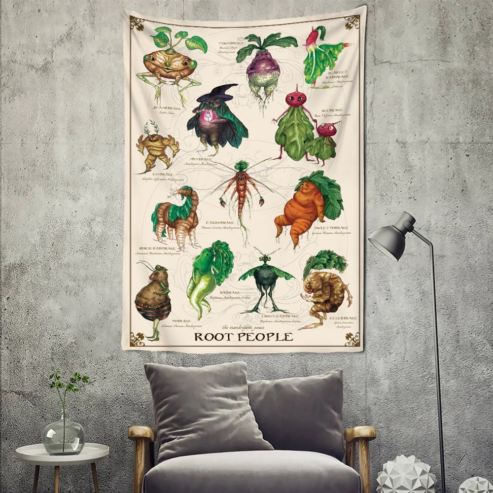Vegetable Tarot Tapestry Wall Hanging Bohemian Psychedelic Witchcraft Hippie Tapiz Dormitory Room Home Decor