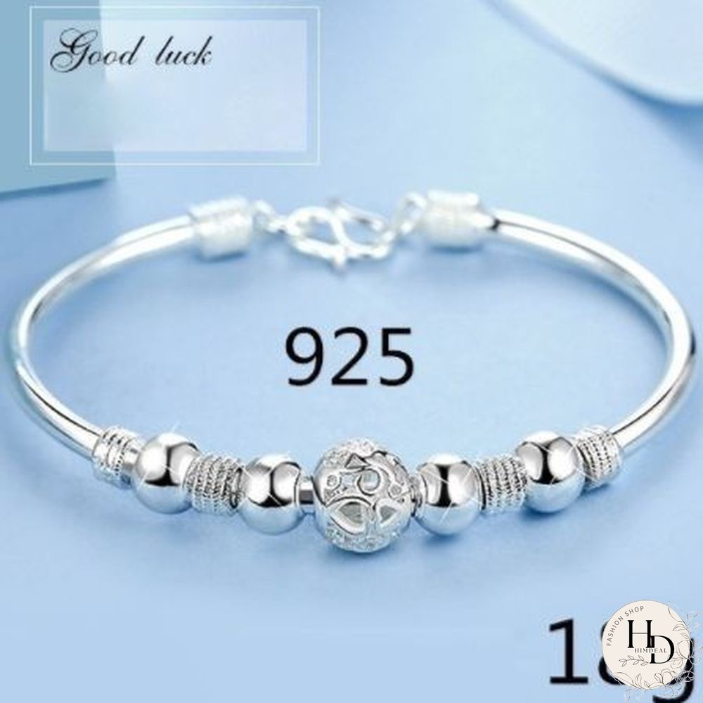 Women's 925 Sterling Silver Transfer Bead Bracelet Fashion Jewelry (Size: A, B, C)