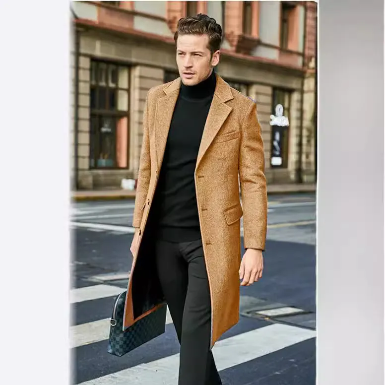 Nigikala Nigikala Men's English Men's Long Coat Long Sleeves And Coat Autumn And Winter Coat
