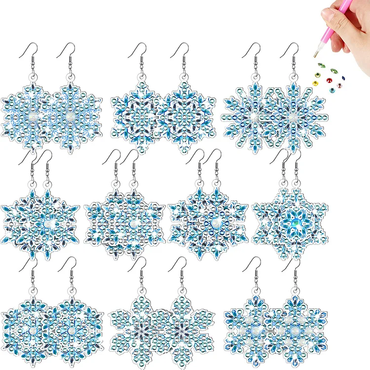 10 Pairs Diamond Painting Earrings Snowflake Boho Diamond Art Earring Making Kit