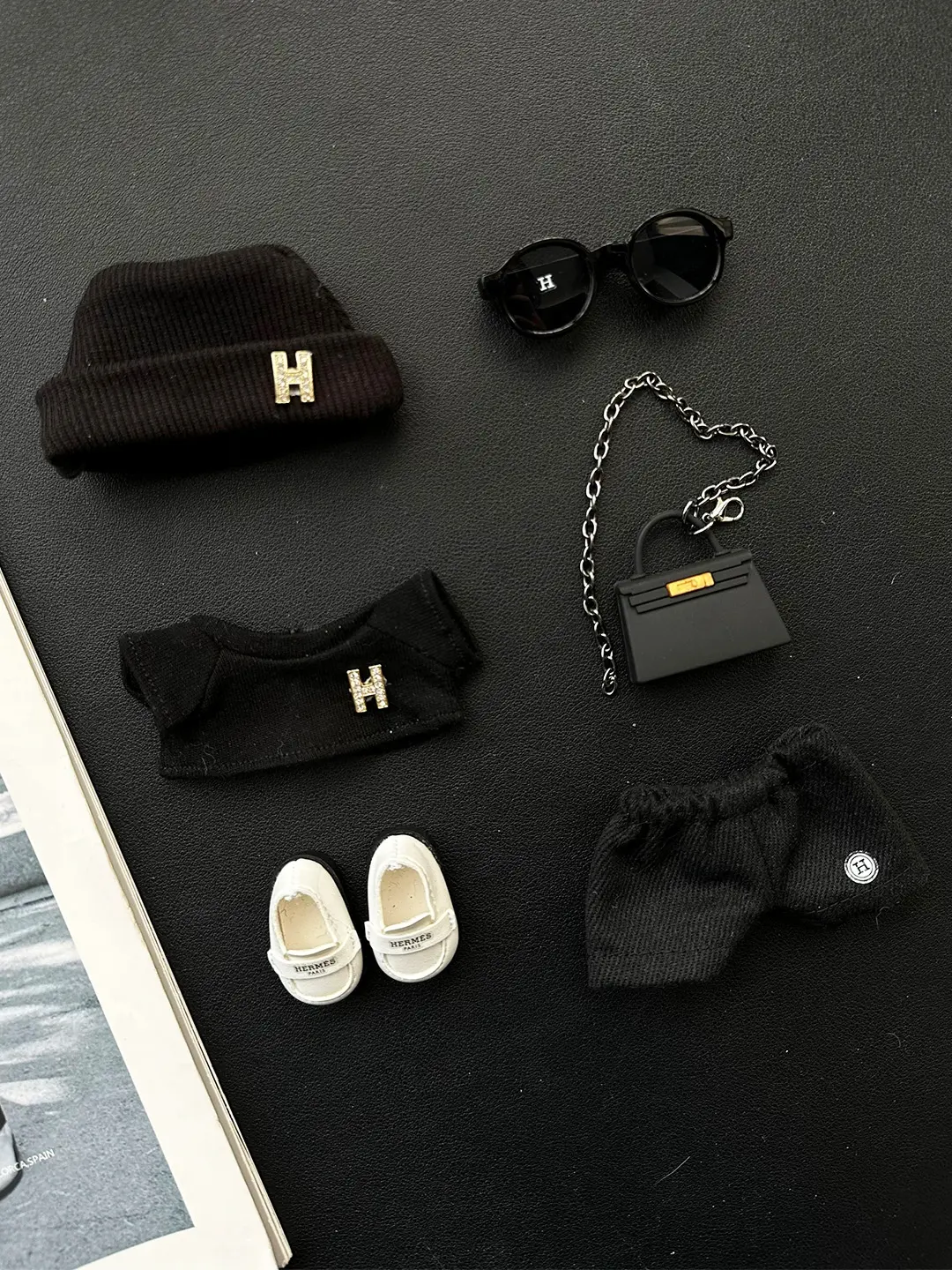 LABUBU Outfits Hermes Black T-shirt Suit