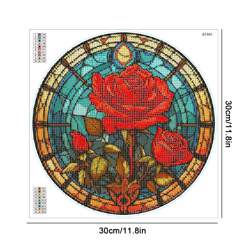 DIY Rose Diamond Painting Kits Creative Diamond Stickers Gift for Kids(30*30cm)