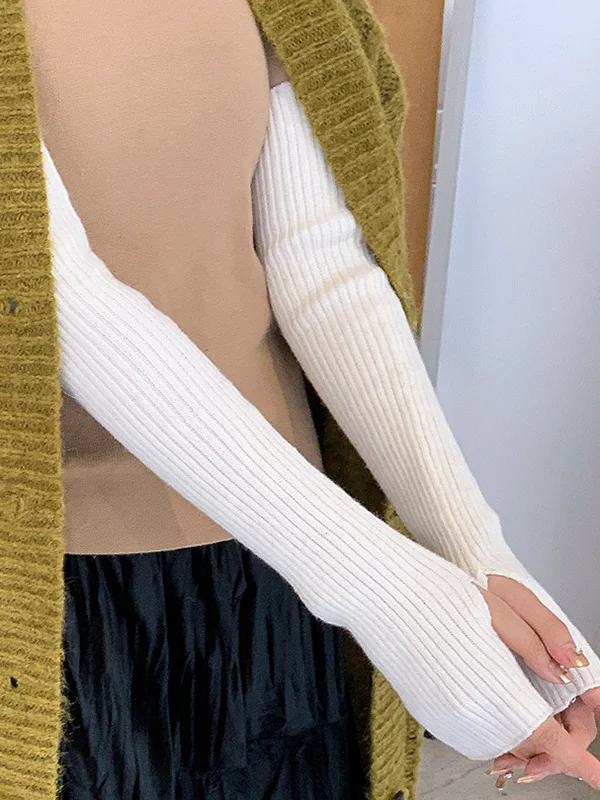 Casual Wool Knitting Keep Warm Pure Color Arm Warmers Accessories