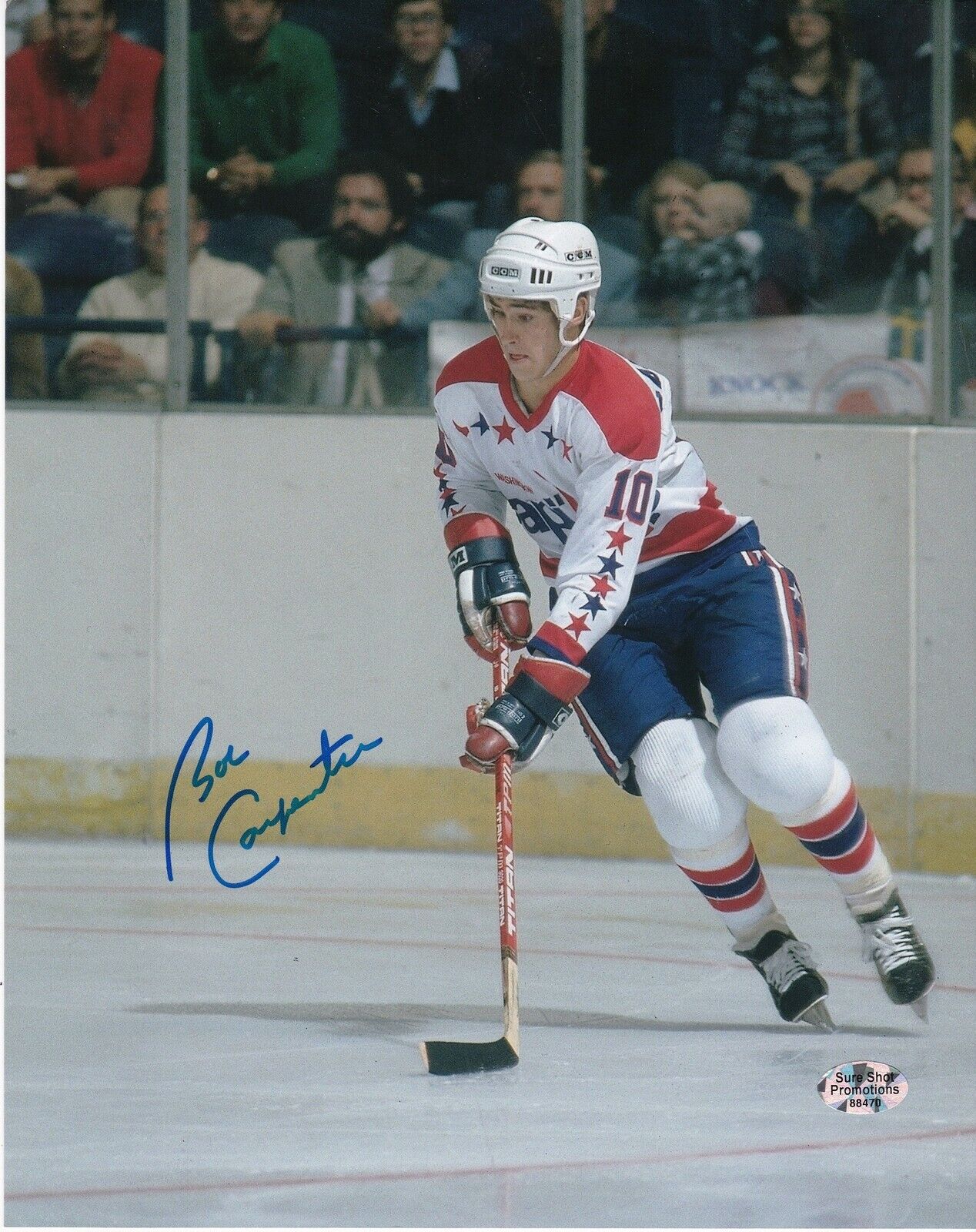 BOBBY CARPENTER WASHINGTON CAPITALS ACTION SIGNED 8x10