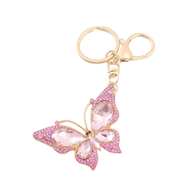 Korean Style Butterfly Metal Inlay Rhinestones Women’s Bag Pendant Keychain