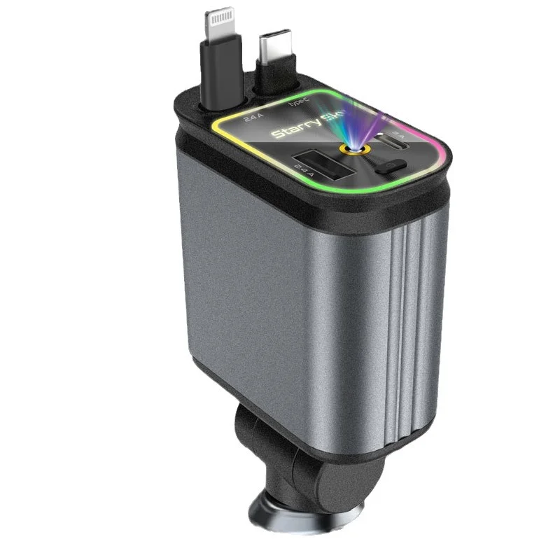 Comes with 4-in-1 fast charging car charger with starry sky roof ambient light