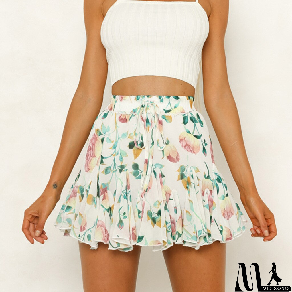 MidiSono - Women's Floral Printing Party Short A-Line Skirts