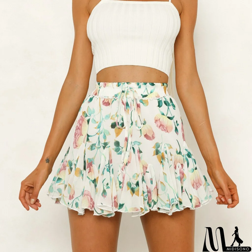 MidiSono - Women's Floral Printing Party Short A-Line Skirts