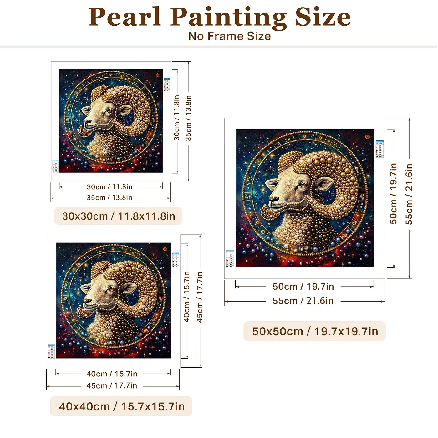 Aries Ram in Celestial Circle - Pearls Painting