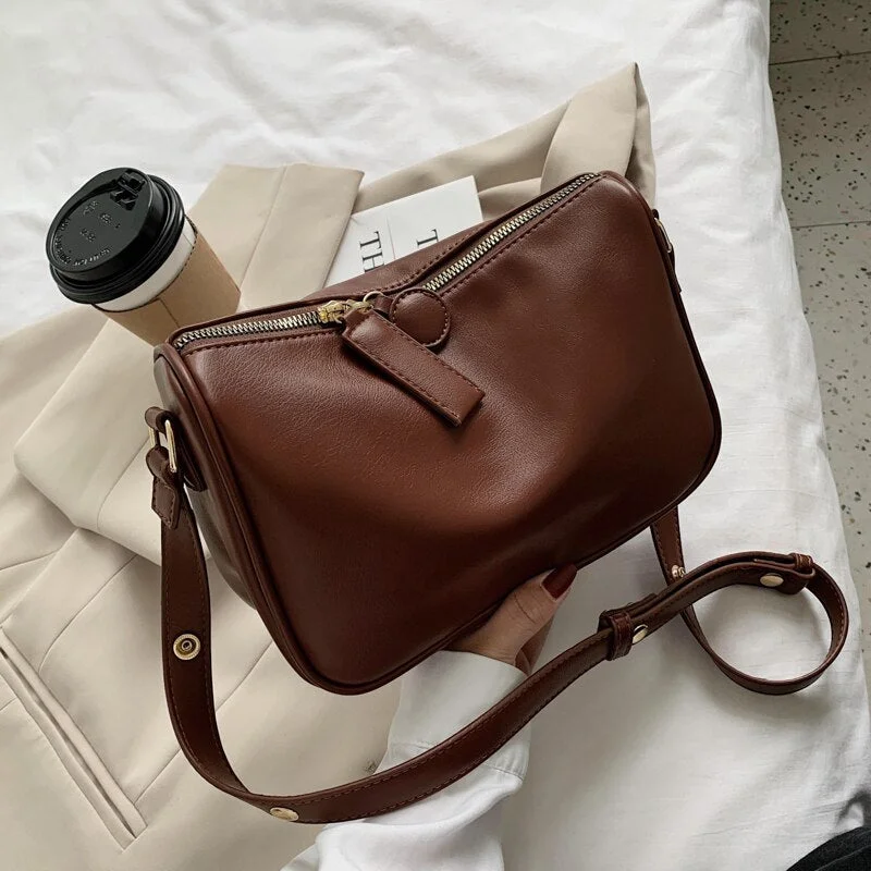 էѧӧܧ Simple Style PU Leather Crossbody Bags 2020 Trend Branded Shoulder Bag Lady Handbags Female Trending Simple Bag