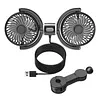 Dual Head Car Fan for Backseat 3 Speed Separate Control USB Air Circulation Fan 360 Degree Rotatable for Sedan SUV RV Truck Vehicle