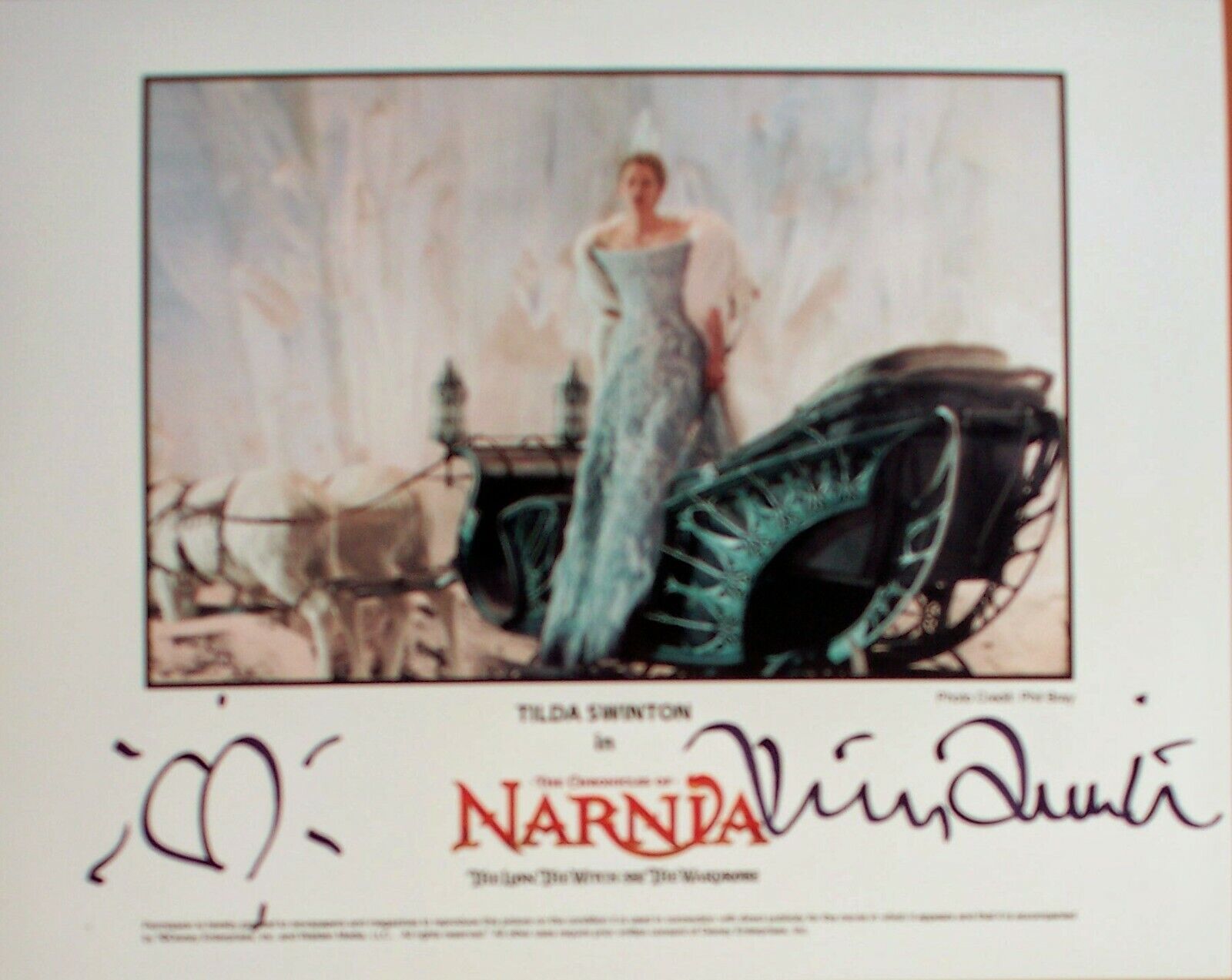 TILDA SWINTON. Hand-signed Narnia promotional Photo Poster painting as The White Witch. COA SALE