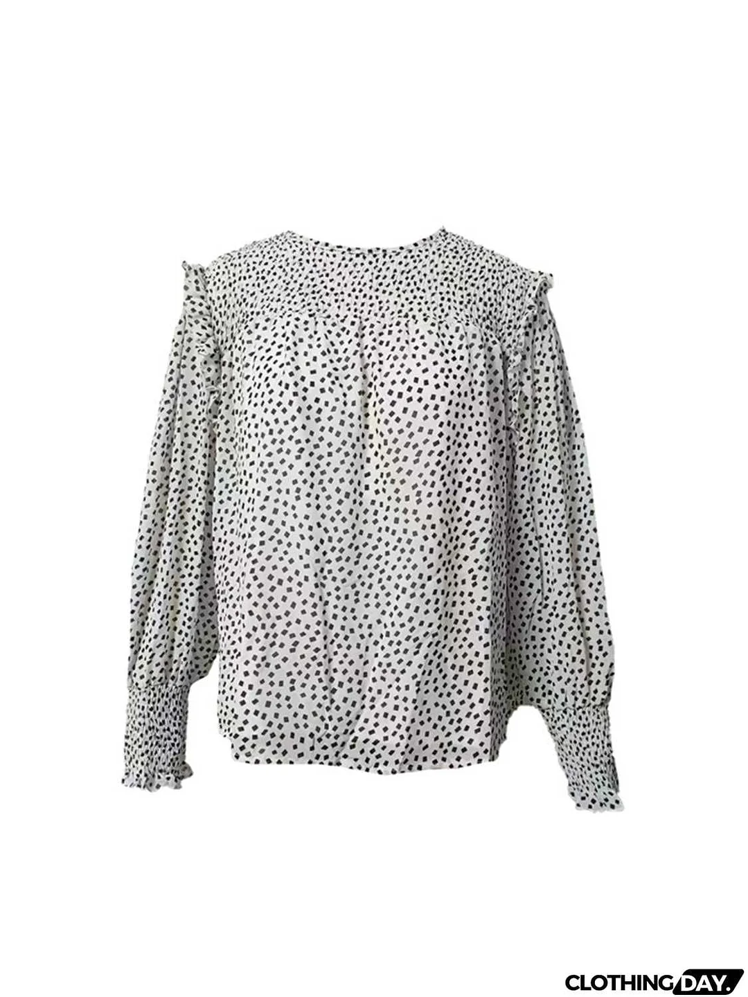 Round Neck Lantern Sleeve Blouse