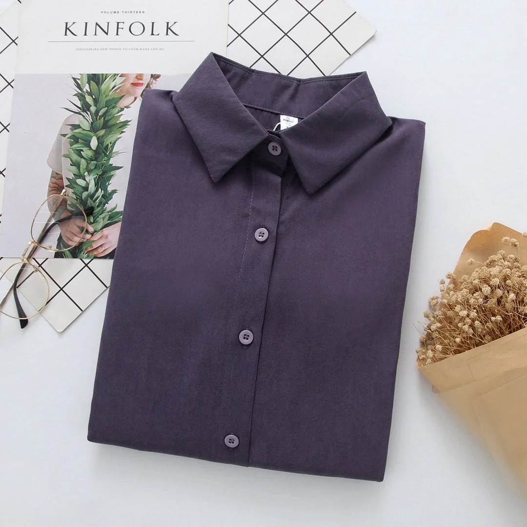 Spring New Women Vintage Solid Long Sleeve Corduroy Blouse Casual Autumn Oversize White Shirt Button Up BF Style Korean Tops T0D