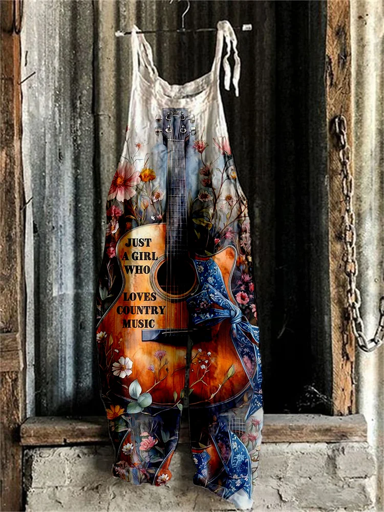 Guitar pattern jumpsuits