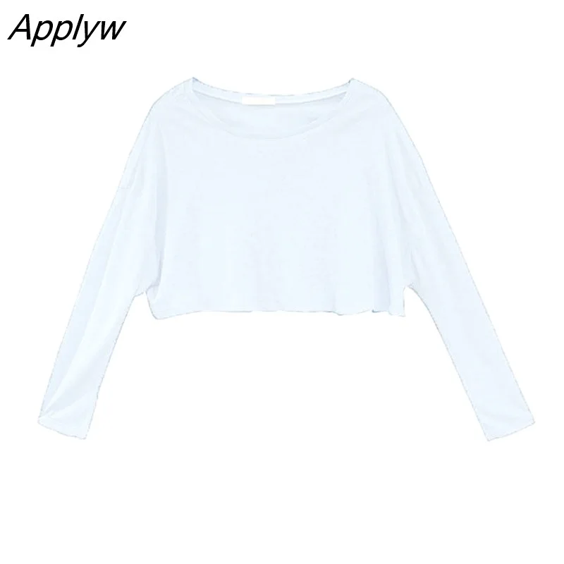 Applyw Women Solid Loose Fashion Casual Ulzzang Chic Summer Sheer Top Lady Students Stylish Streetwear Cool BF Tees Sun-proof