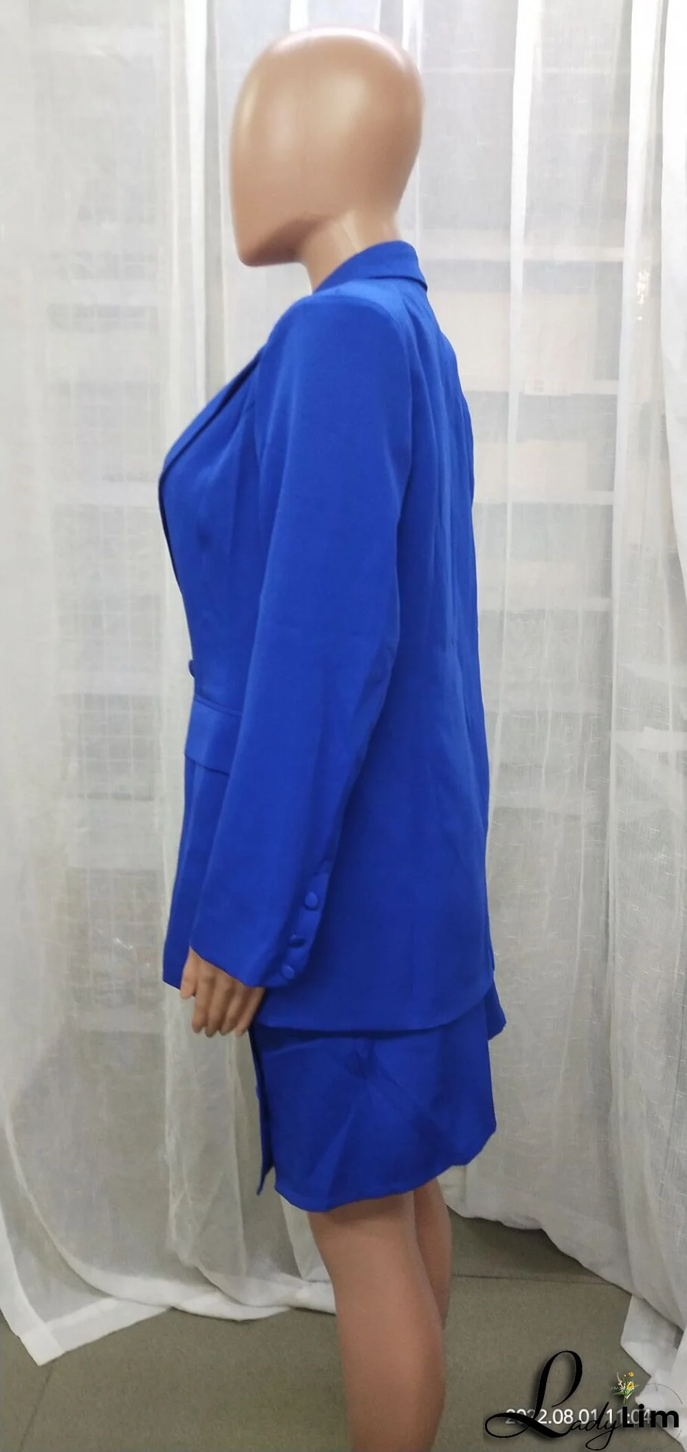 Solid Color Suit Blazer Coat Skirt Two Piece