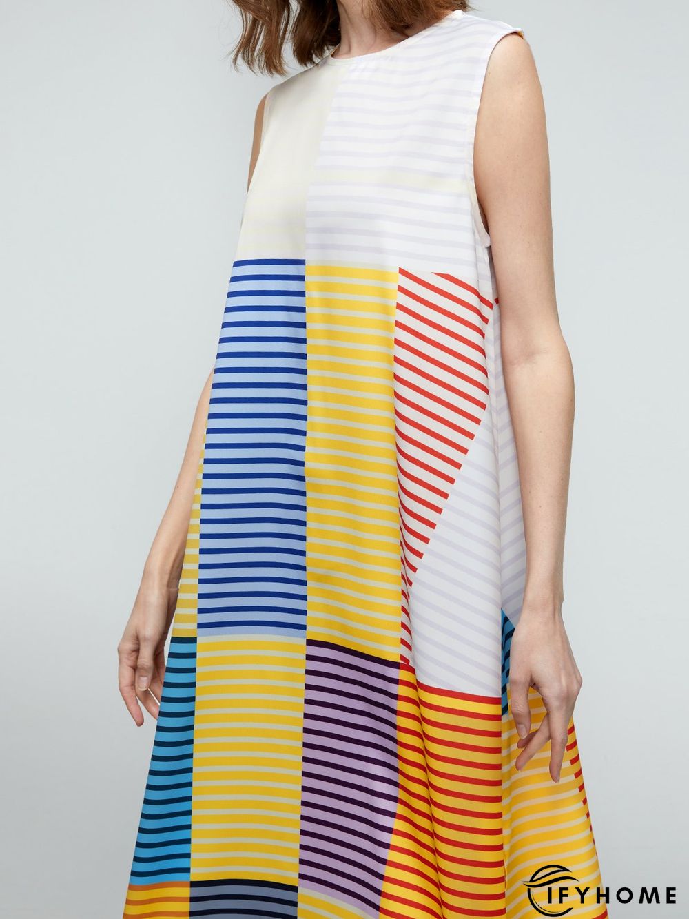 Summer Crew Neck A-line Plain Elegant Sleeveless Woven Daily Dresses | IFYHOME