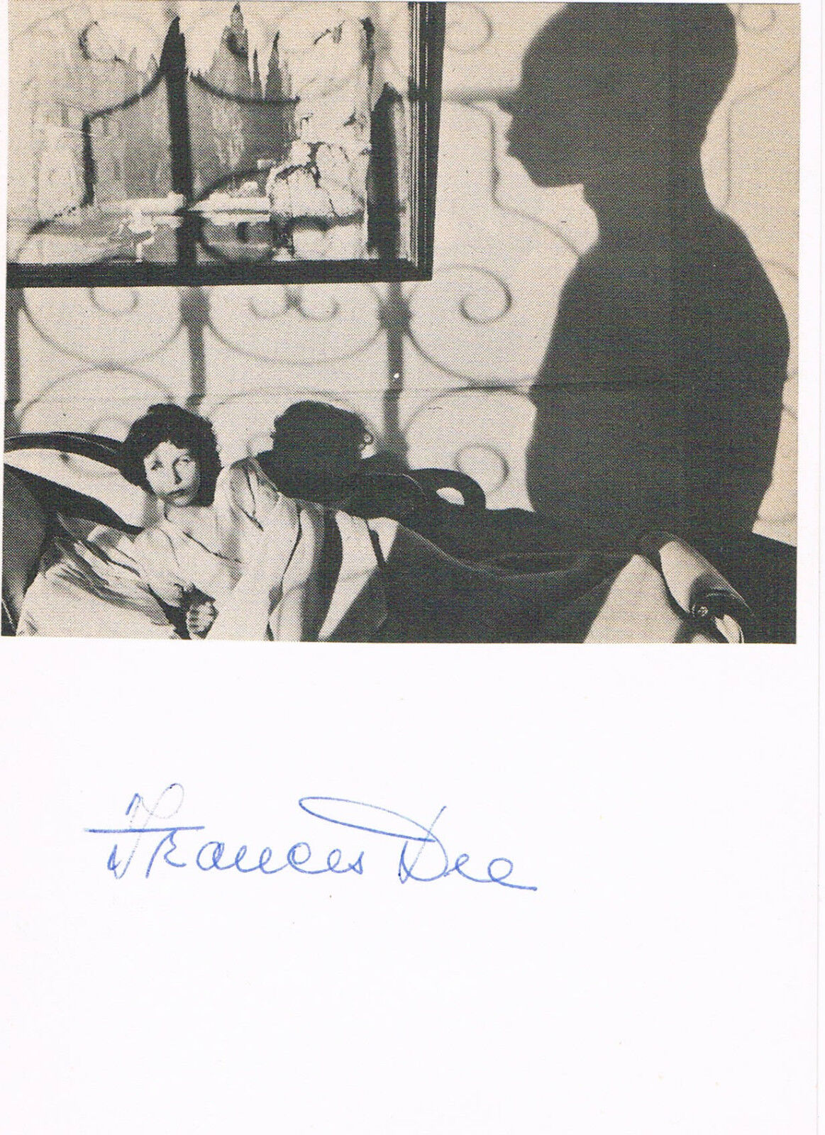 Frances Dee 1909-2004 genuine autograph signed card 4x6