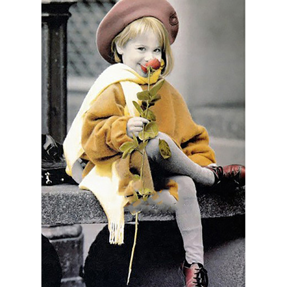 

30*40CM - Happiness Girl - Round Drill Diamond Painting, 501 Original