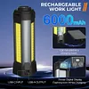 6000mAh LED Work Light Rechargeable Cordless Work Light for Camping (Black)