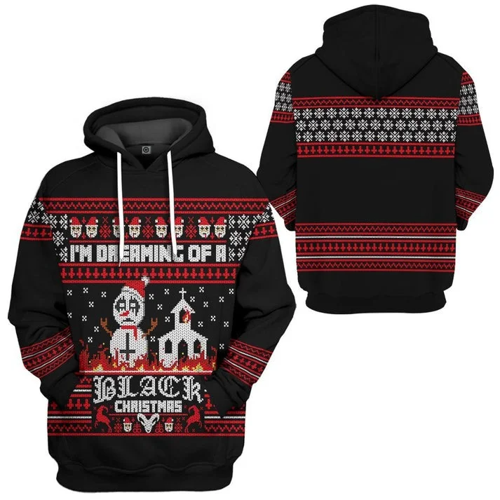 Unisex Black Ugly Christmas Sweaters 3D Print Hoodies