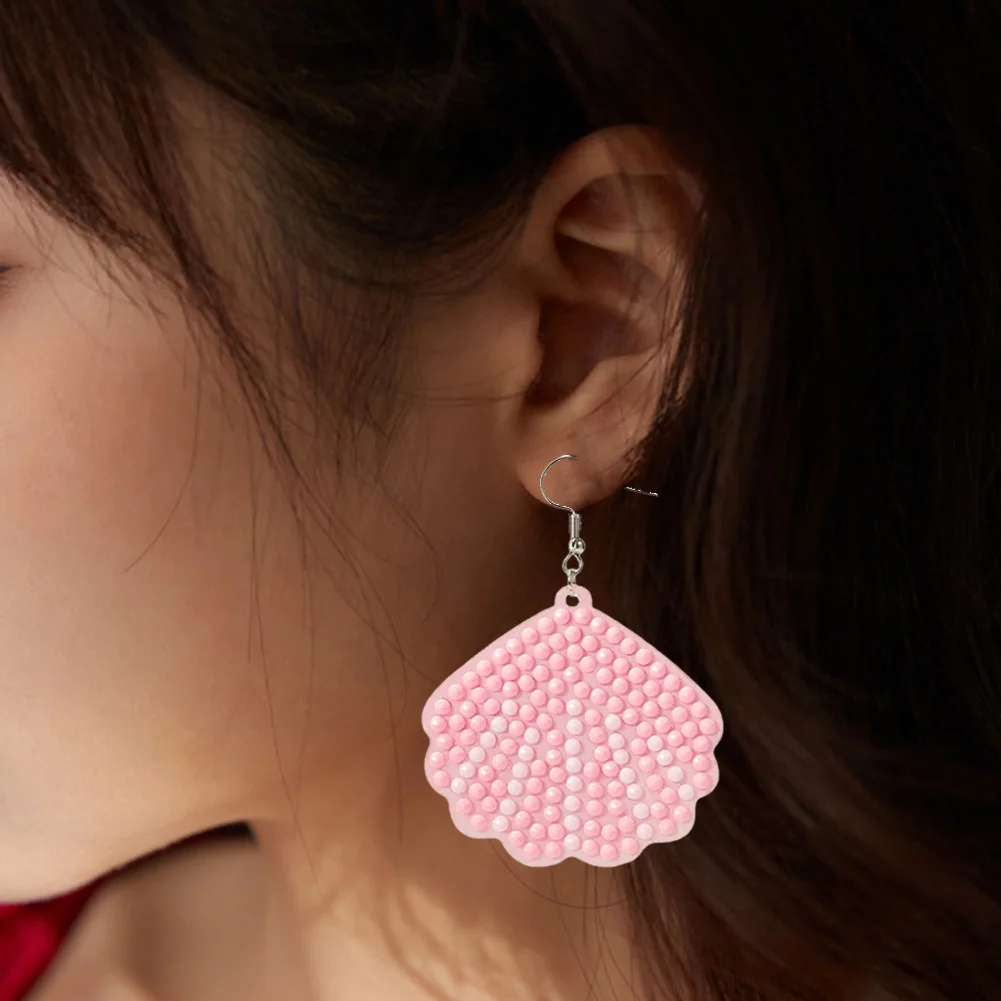 4Pairs DIY Pink Earrings Double Sided Holiday Diamond Art Earrings for Women