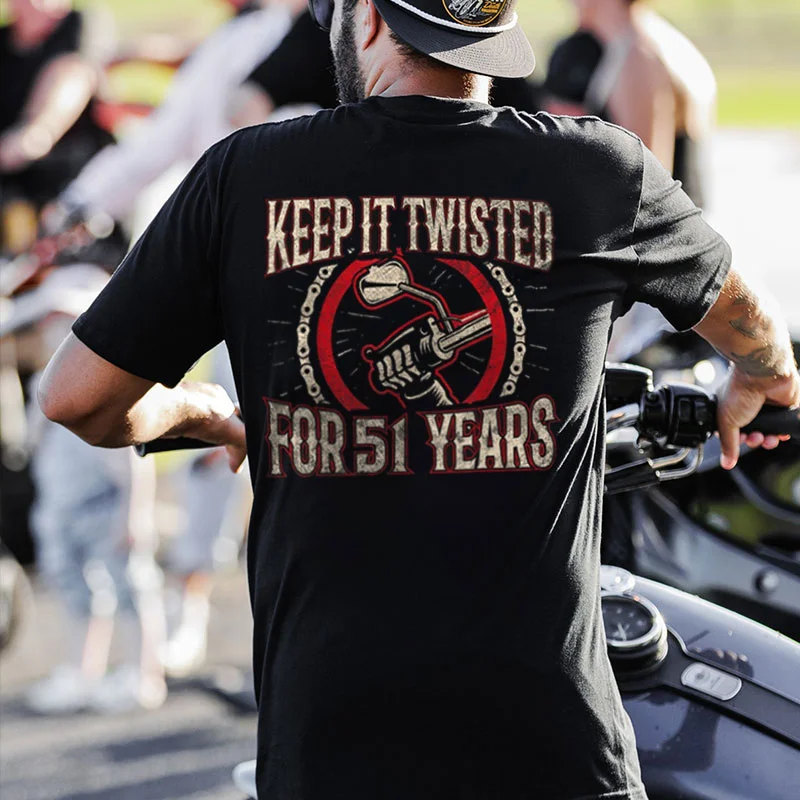 KEEP IT TWISTED FOR 51 YEARS Bone Hand With Handle Print Men's T-shirt