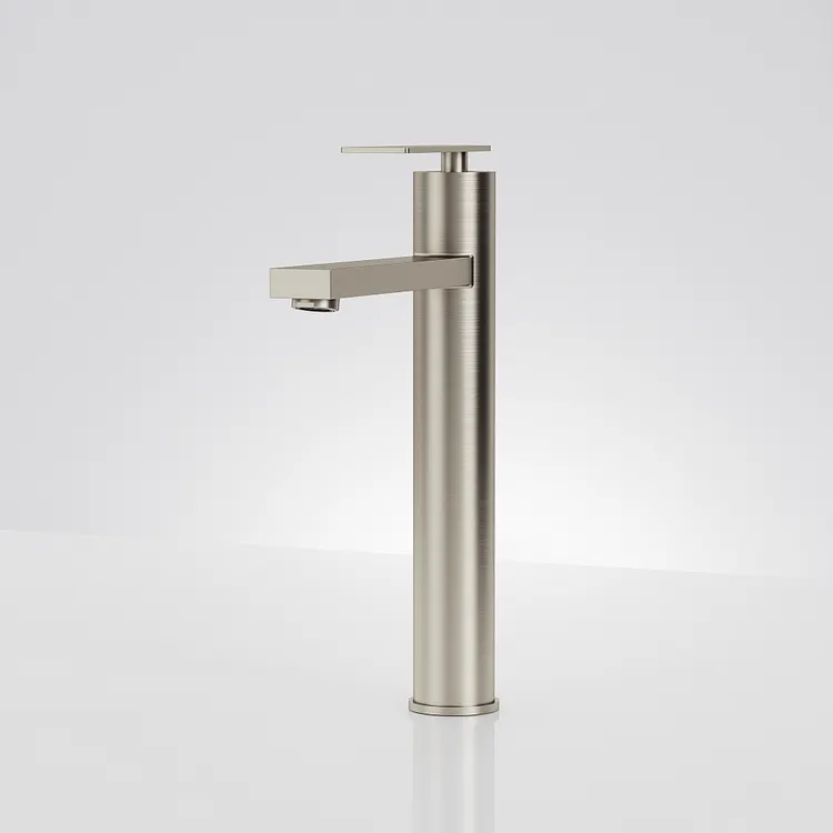 EVERSTEIN Elegant Bathroom Vessel Sink Faucet in Brushed Nickel, 12" H