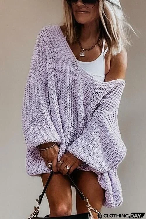 Violet V Neck Loose Sweater