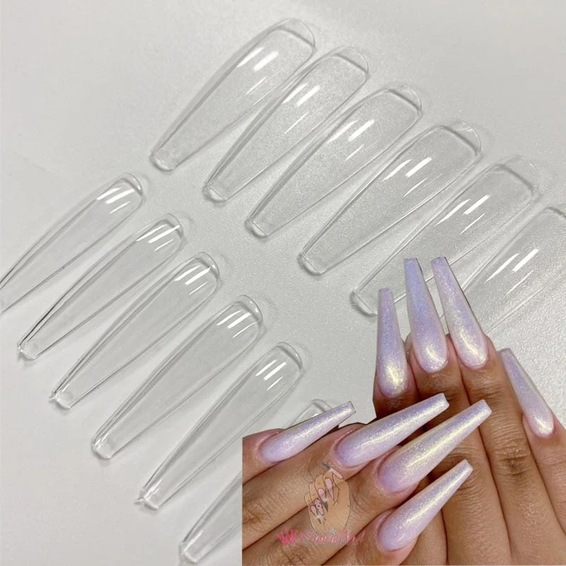 3XL Extra Long Stiletto Acrylic Press On Fake Nails Tips Clear Artificial Full Cover False Finger Sculpted Nail Manicure Tools-Nail Inspo