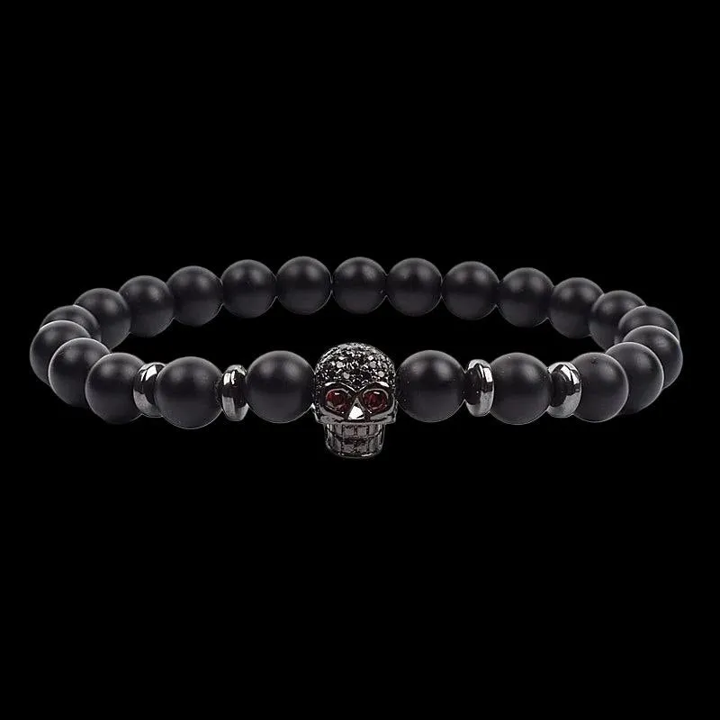 Skull Lava Bracelet – Black Beads & Warrior Style