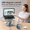 Aluminum Alloy Tablet Laptop Desktop Stand with 12-port Docking Station, Liftable, 360-degree Rotation, 4K Screen Projection